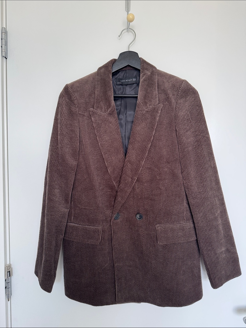 Zara Brown Corduroy Double-Breasted Blazer